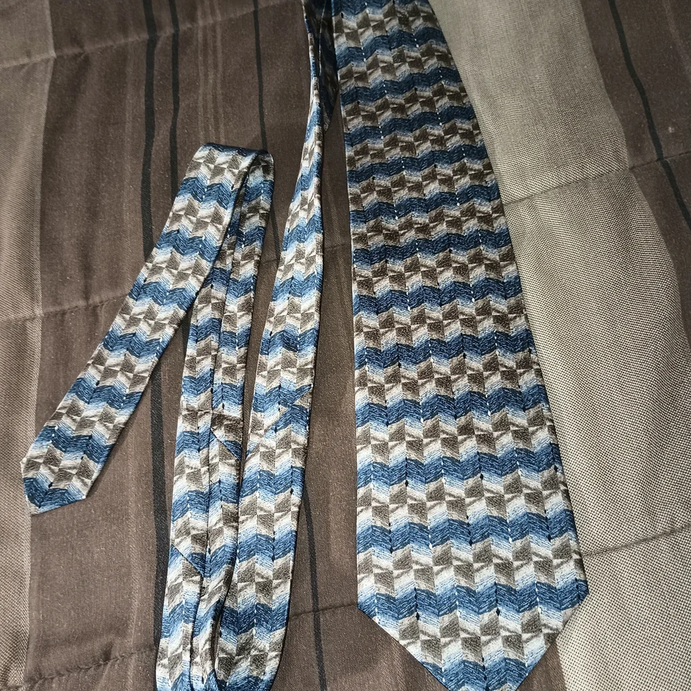 Men's Pierre Cardin Chevron Blue and Brown Tie‎